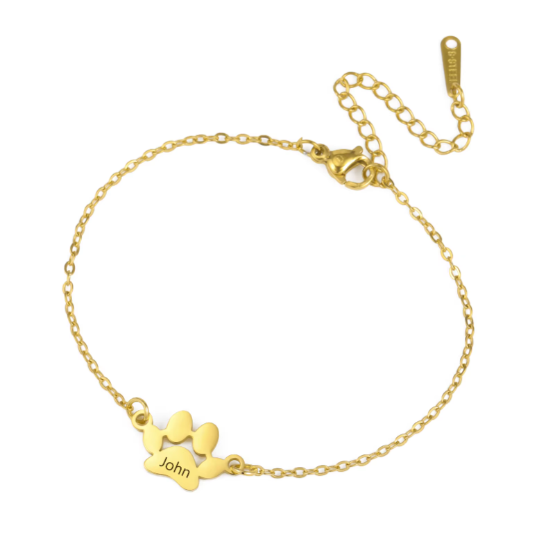 Pulseira de pata de cachorro de aço inoxidável personalizada