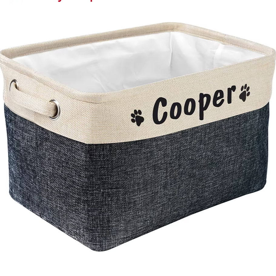 Cesta personalizada para guardar juguetes y accesorios para perros