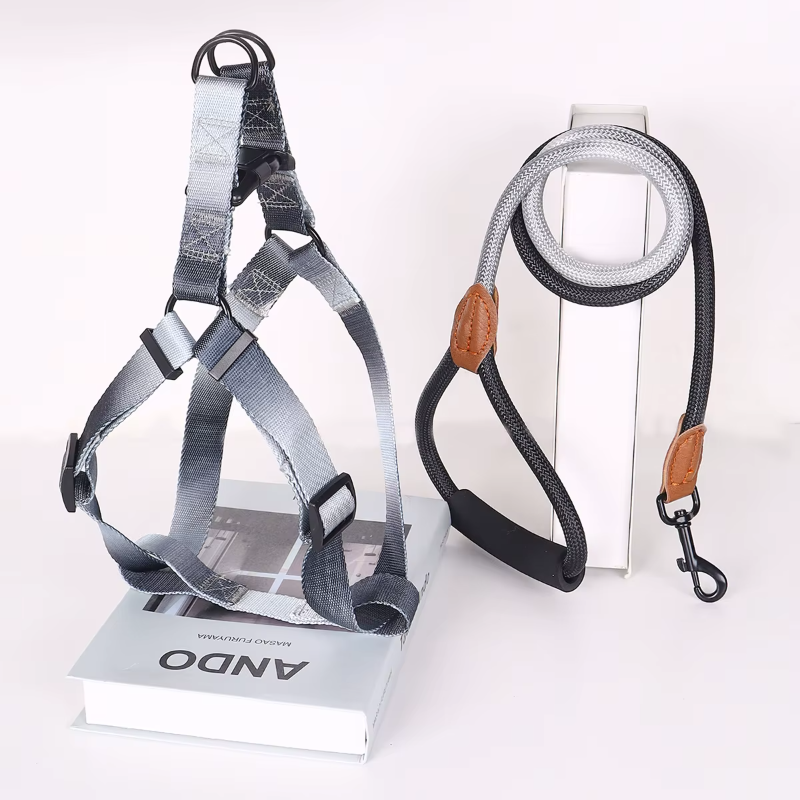Let your dog move in comfort and style with the ComfortFit Harness and Leash Set. Vibrant colors, secure fit, and reliable grip for everyday adventures! grey