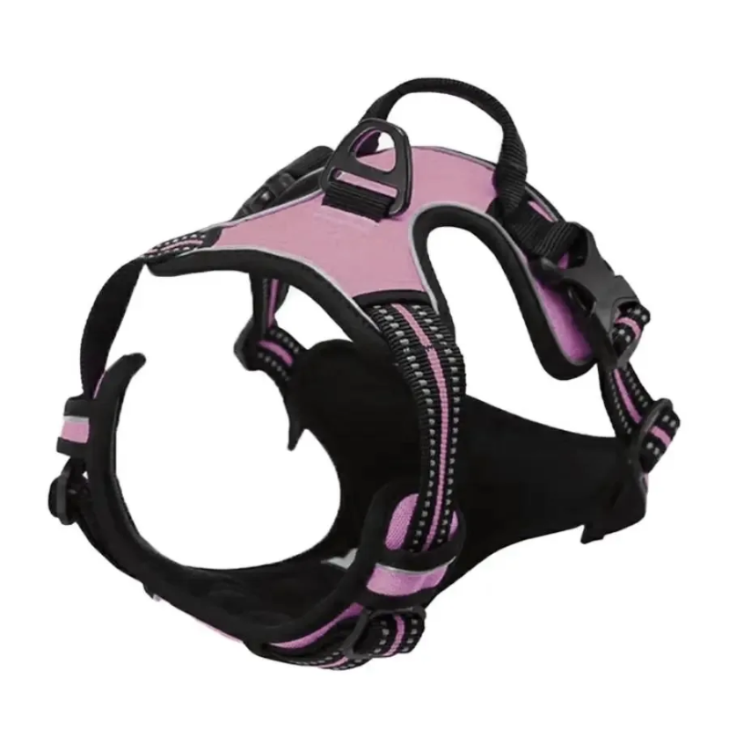 Arnés reflectante antitirones con clip frontal para perros grandes: control resistente