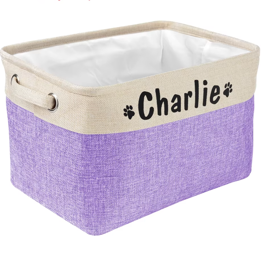 Cesta personalizada para guardar juguetes y accesorios para perros