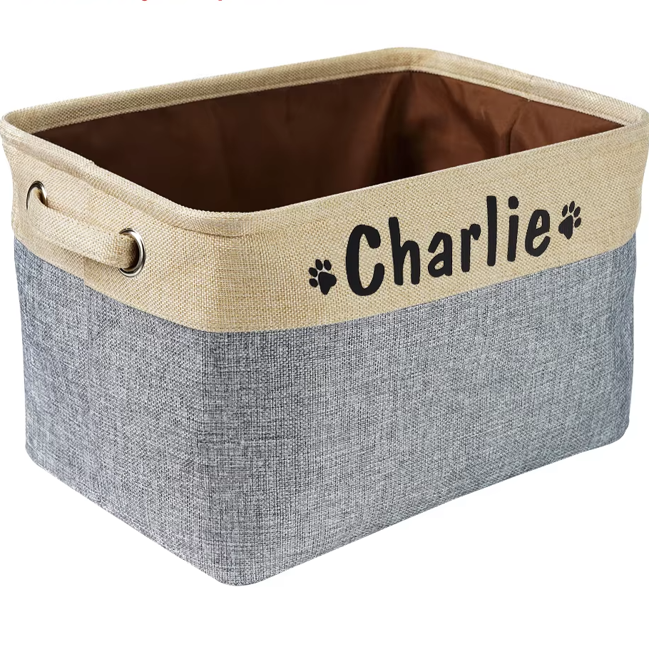 Cesta personalizada para guardar juguetes y accesorios para perros