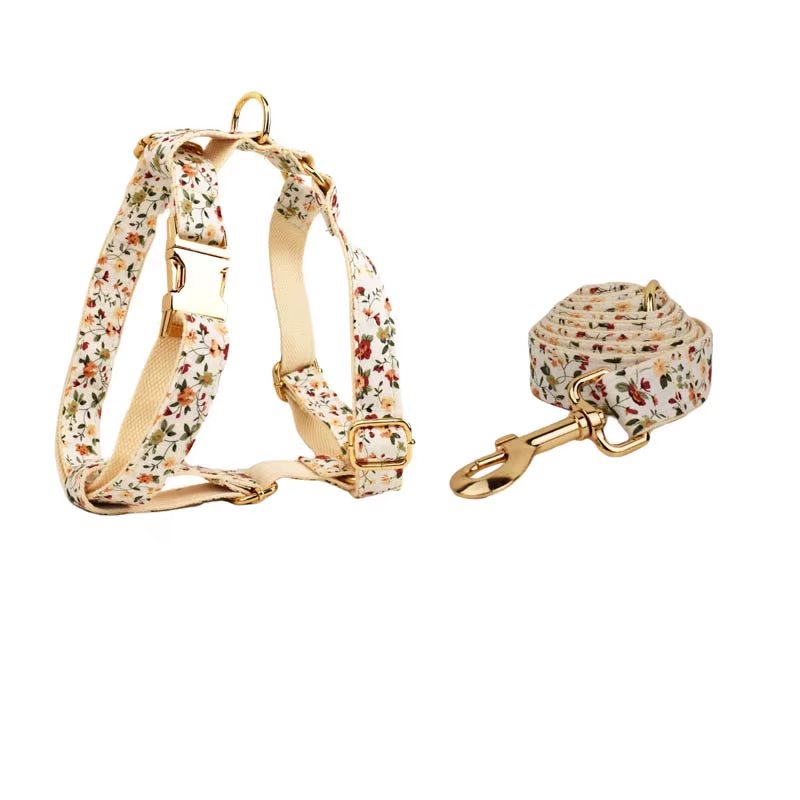 Bloom Chic Personalized Dog Collar, Harness & Leash Set - Luxury Floral Collection