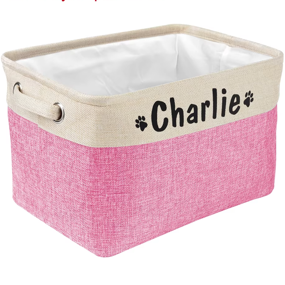 Cesta personalizada para guardar juguetes y accesorios para perros