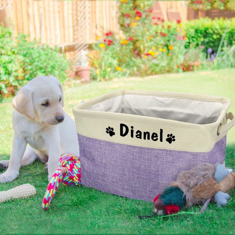 Cesta personalizada para guardar juguetes y accesorios para perros