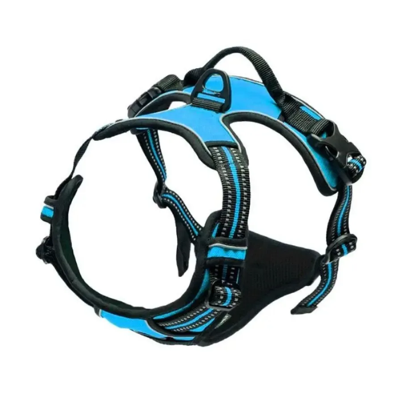 Arnés reflectante antitirones con clip frontal para perros grandes: control resistente