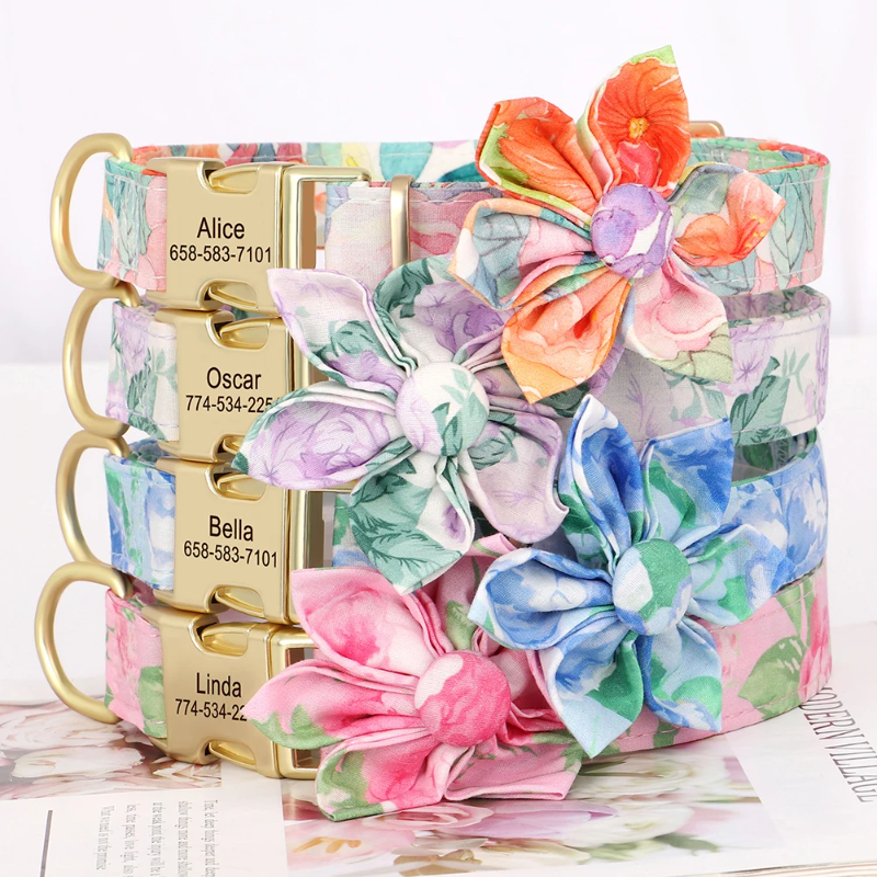 Buquê de Flores - Coleira Personalizada Pawsona