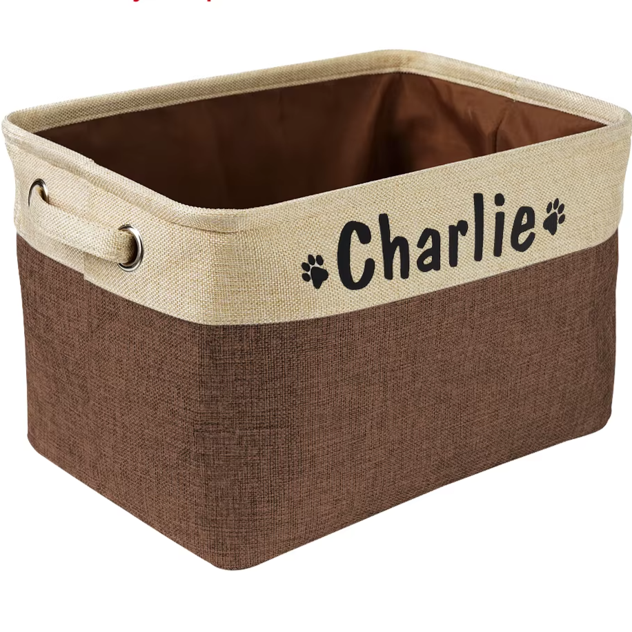 Cesta personalizada para guardar juguetes y accesorios para perros