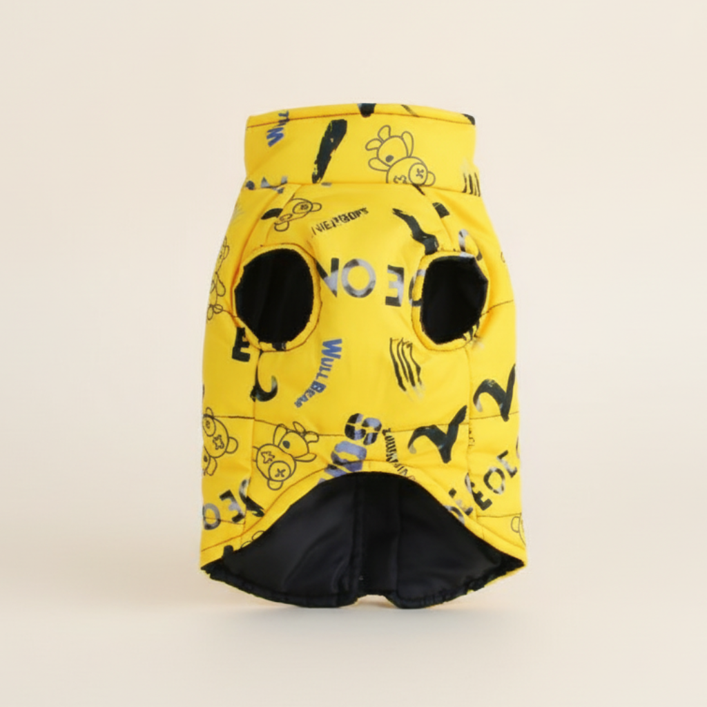 Keep your large dog protected with our All-Weather Outdoor Jacket. Waterproof, durable, and secure, it’s perfect for Doberman Pinschers, Golden Retrievers, and more. bottom of yellow