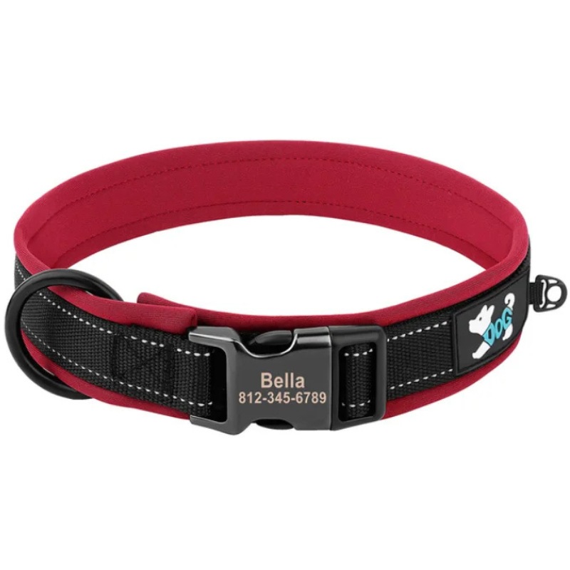 Built in Red Durable Custom Engraved Dog Collar
