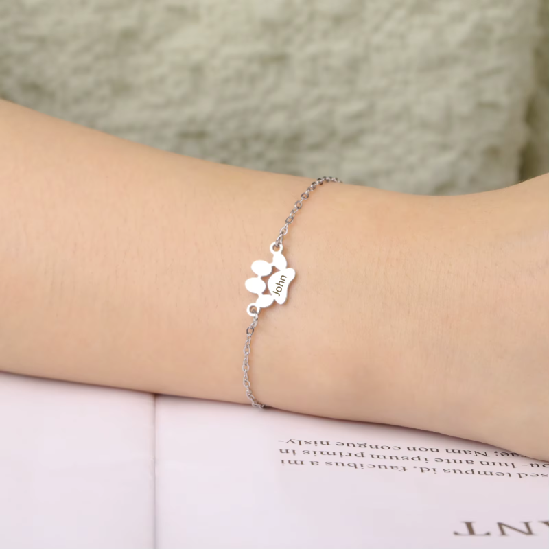 Pulseira de pata de cachorro de aço inoxidável personalizada