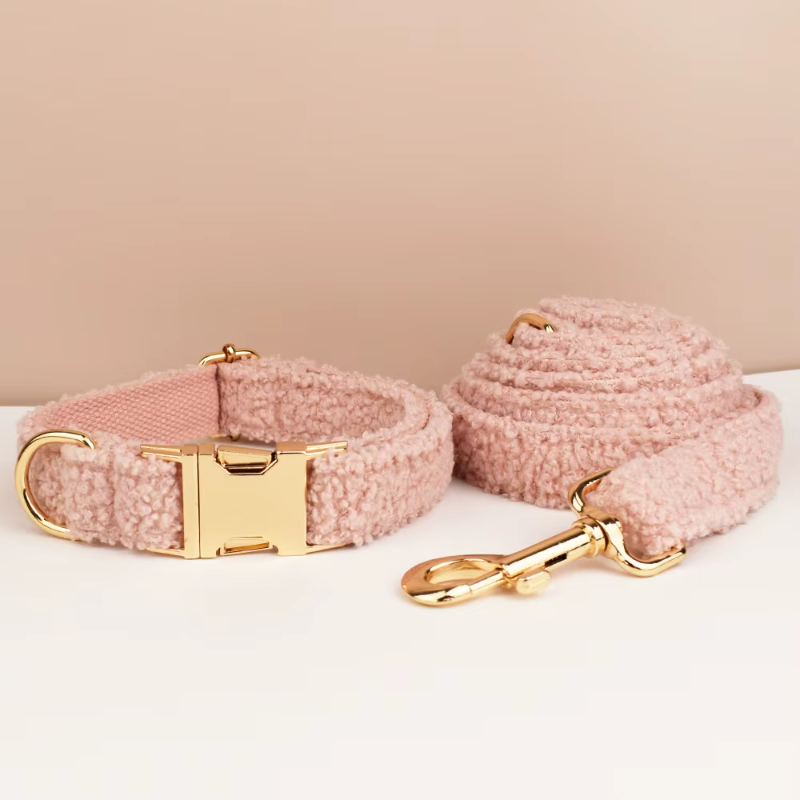 Pink Teddy Personalized Dog Bow, Collar, Leash & Harness Set