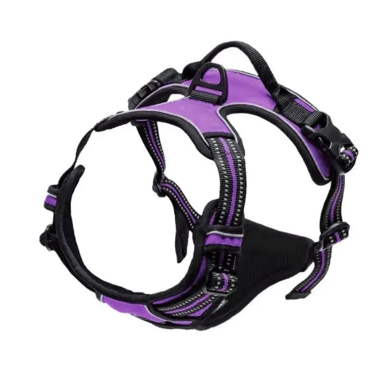 Arnés reflectante antitirones con clip frontal para perros grandes: control resistente