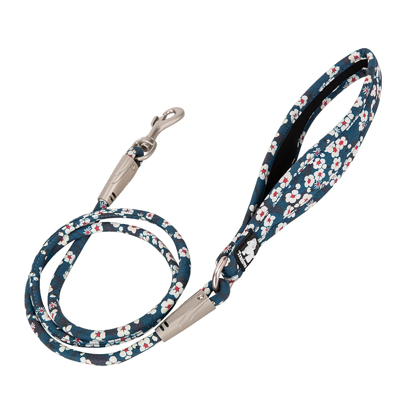 Correa Truelove Blue BloomWalk: correa para perros de algodón suave con estampado floral