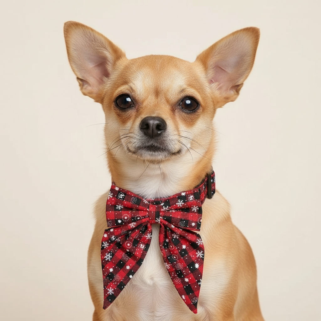 Coleira para cães Merry Tartan com laço