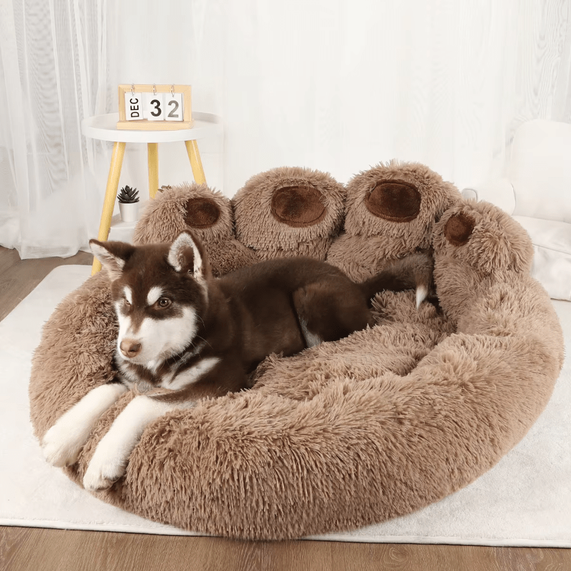 Soft Retreat Pet Brown Paw Bed - Cozy Comfort for Your Furry Friend - The Fur Pal Dog quality premiumdogsupplies