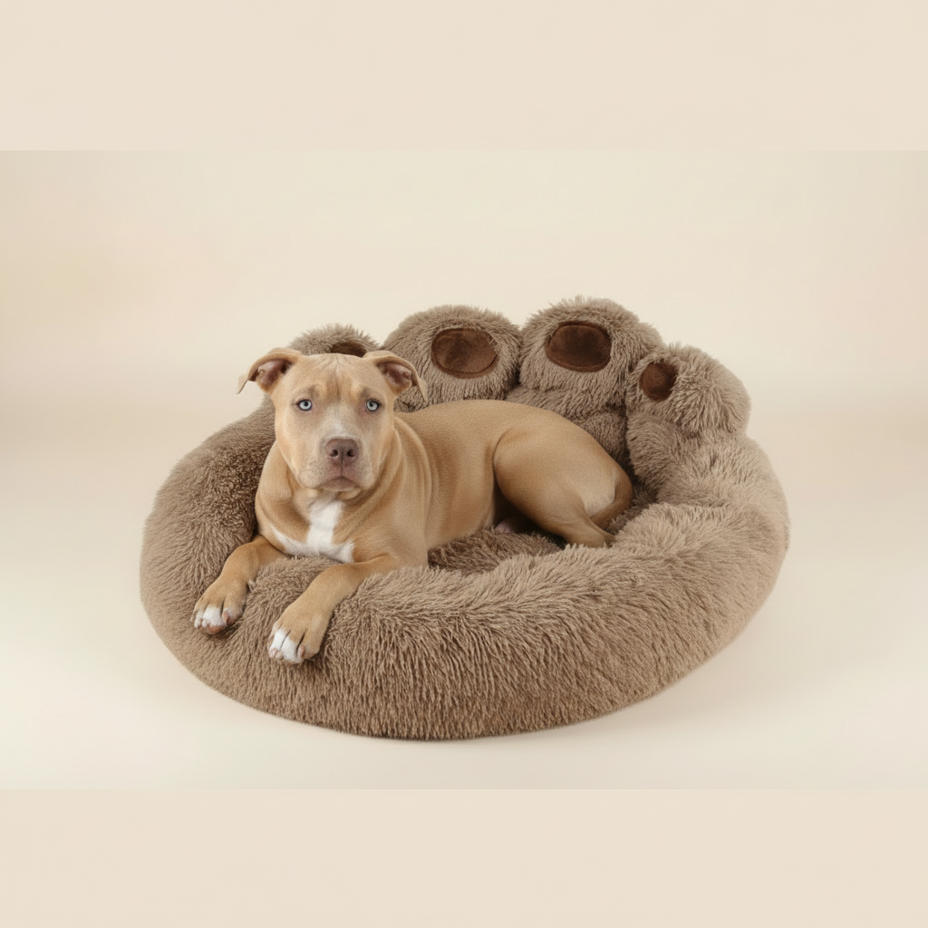 Soft Retreat Pet Brown Paw Bed - Cozy Comfort for Your Furry Friend - The Fur Pal Dog quality premiumdogsupplies