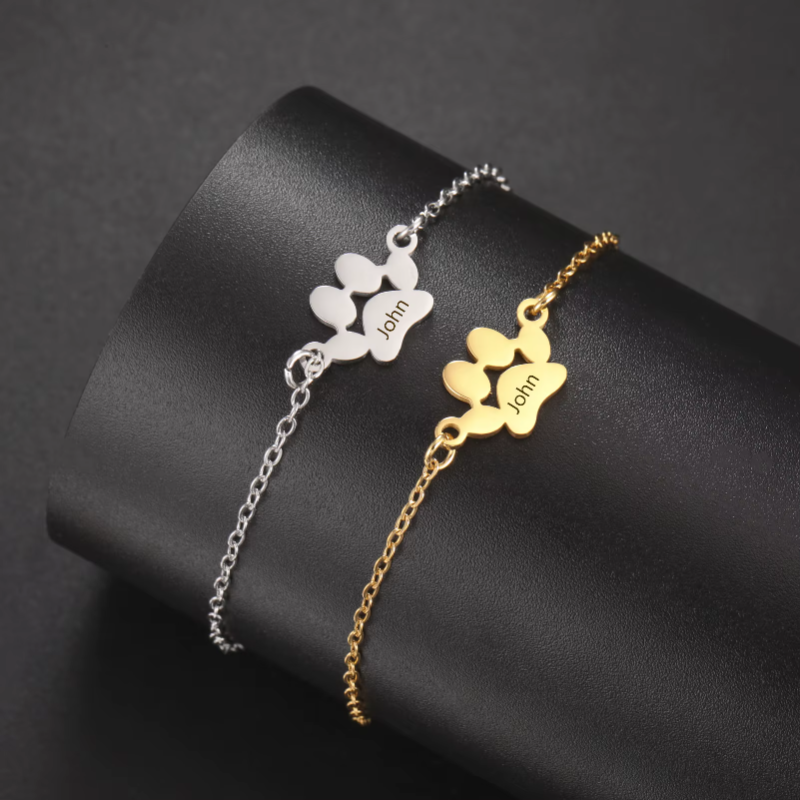 Pulseira de pata de cachorro de aço inoxidável personalizada