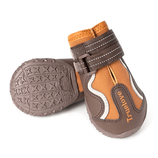 Brown Waterproof Pet Trail Shoes with TPR Sole and Reflective Straps - The Fur Pal Dog quality premiumdogsupplies