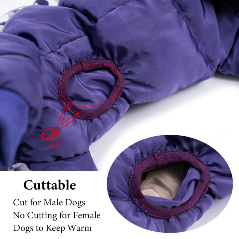 Waterproof Winter Dog Snowsuit with Full Belly Cover