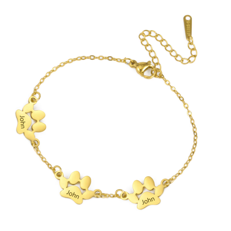 Pulseira de pata de cachorro de aço inoxidável personalizada