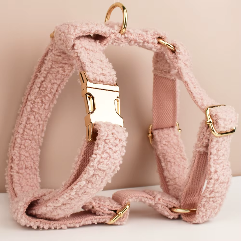 Pink Teddy Personalized Dog Bow, Collar, Leash & Harness Set