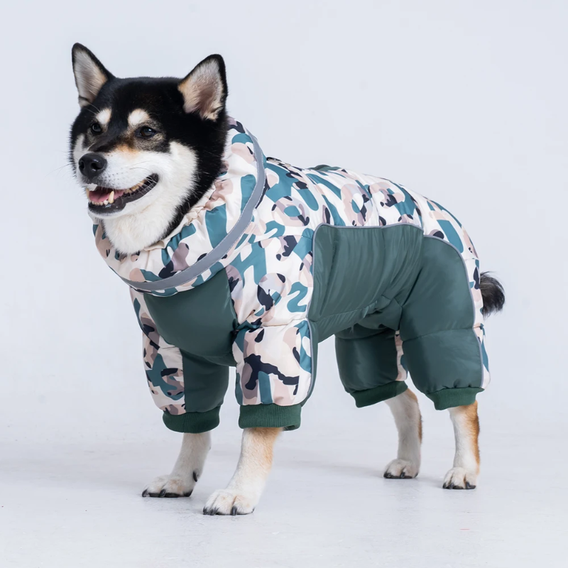 Waterproof Winter Dog Snowsuit with Full Belly Cover