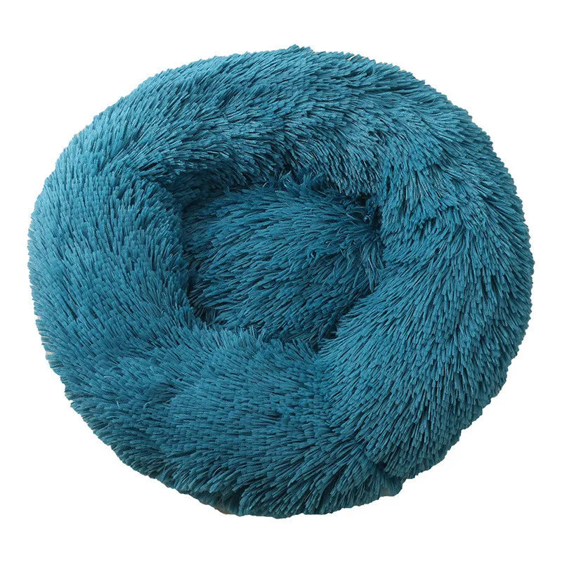 Beige Plush Donut Dog Bed