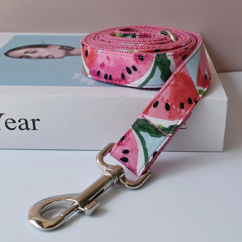 Watermelon Personalized Pet Bowknot Dog Collar And Leash Set