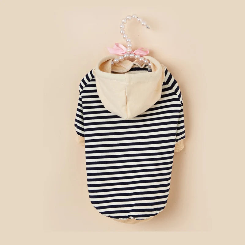 Moletom com capuz SnuggleStripe para cães – suéter listrado macio para cães de pequeno e médio porte