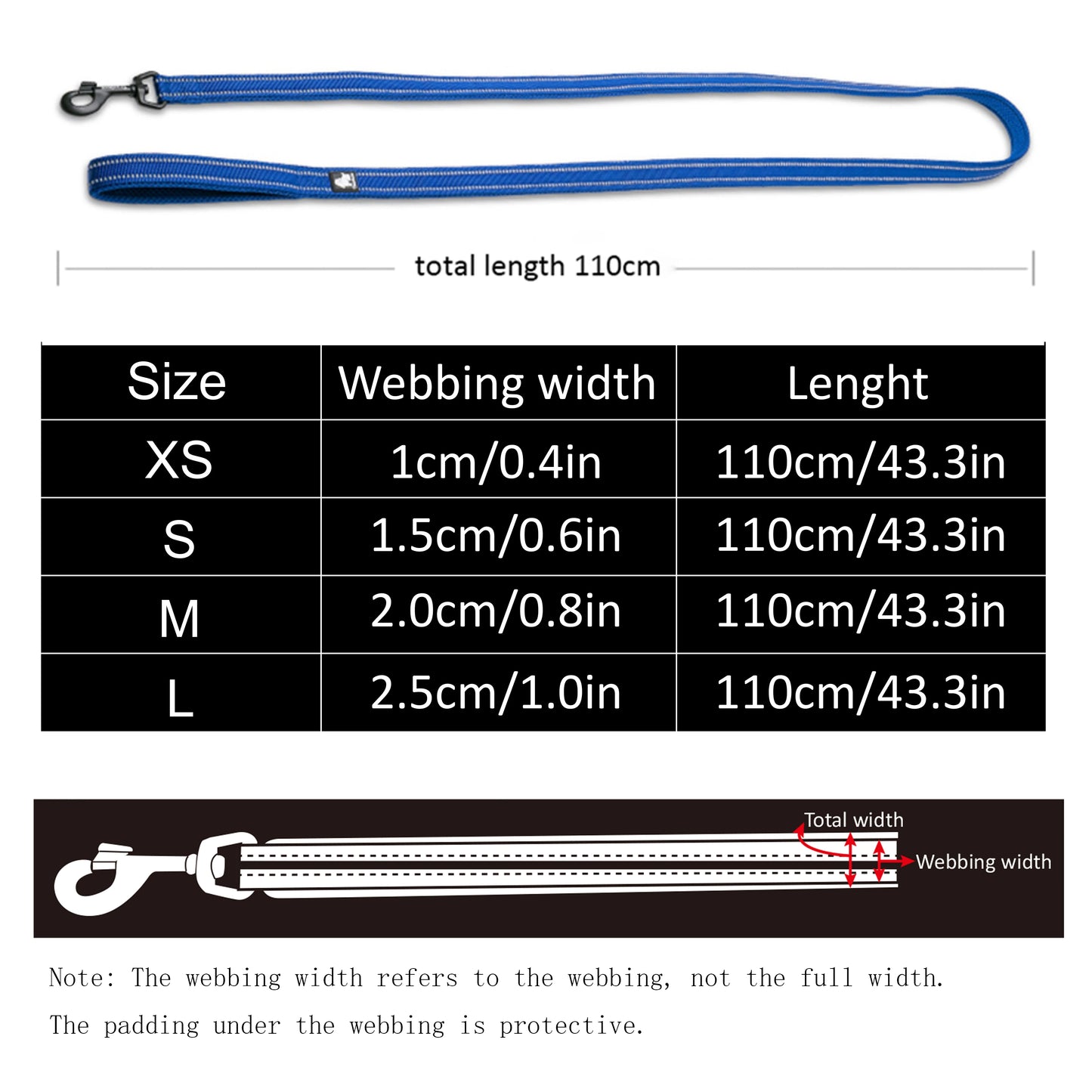 Coleira de malha refletora premium para cães – acolchoada macia e nylon 3M