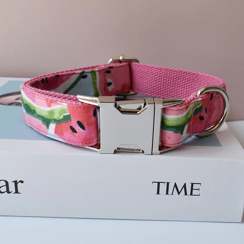 Watermelon Personalized Pet Bowknot Dog Collar And Leash Set