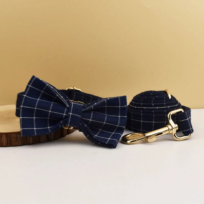 Add timeless elegance to your dog’s look with the Luxury Plaid Bow Tie Collar Collection. Premium quality, stylish plaid patterns, and detachable bow ties for versatile charm. blue plaid collar and bowtie