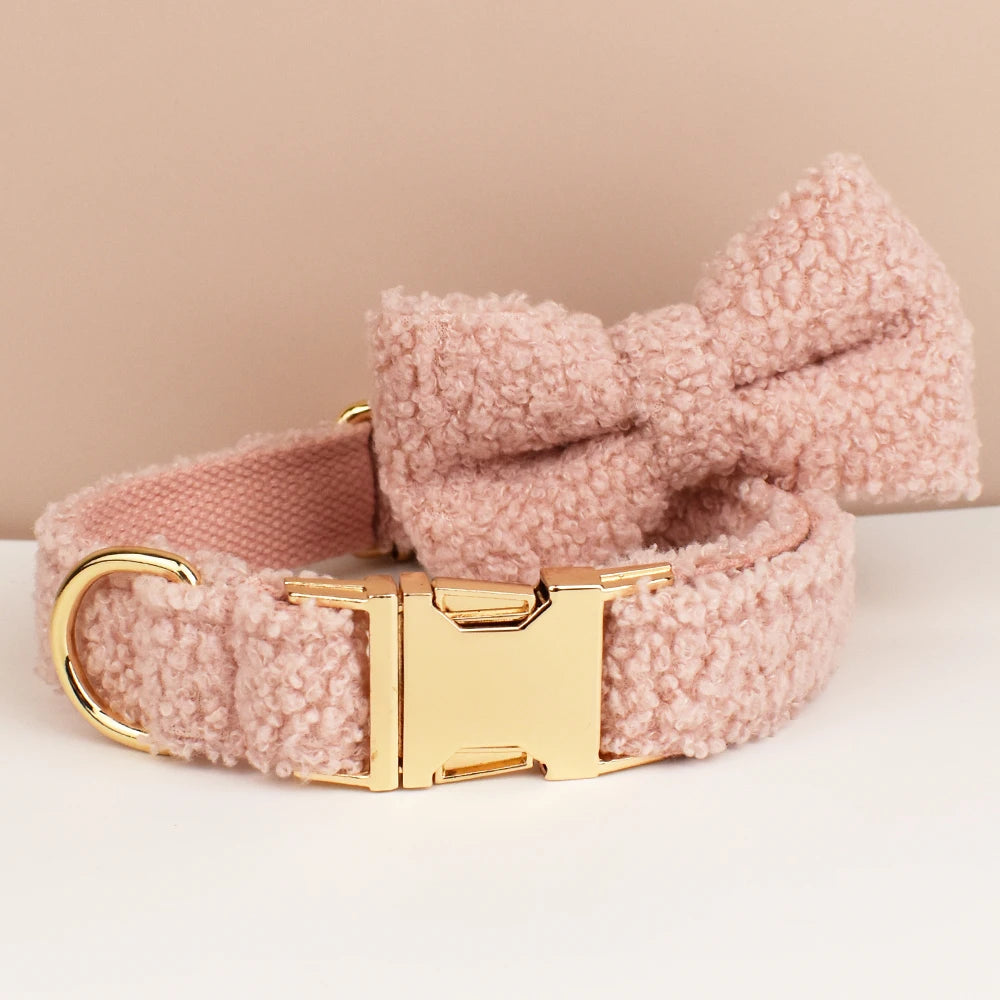 Pink Teddy Personalized Dog Bow, Collar, Leash & Harness Set