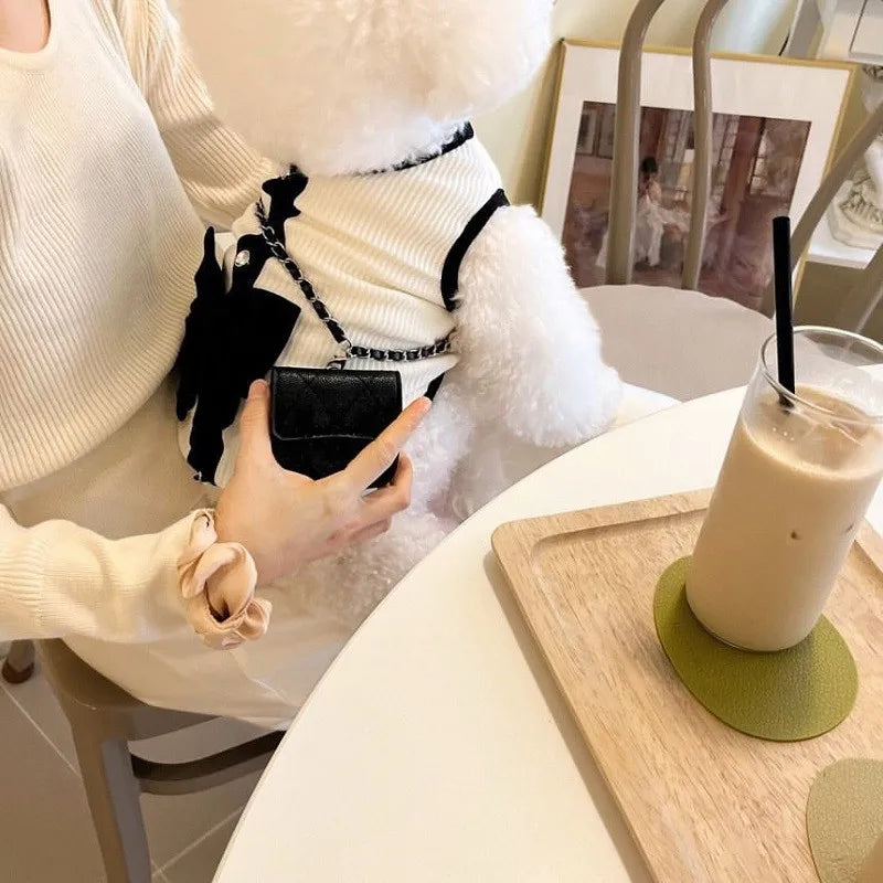 Dress your pup in luxury with the Elegant Bow Lace Dog Dress. Soft lace, a stunning bow, and a comfortable fit make this dress perfect for any stylish occasion. purse around dog