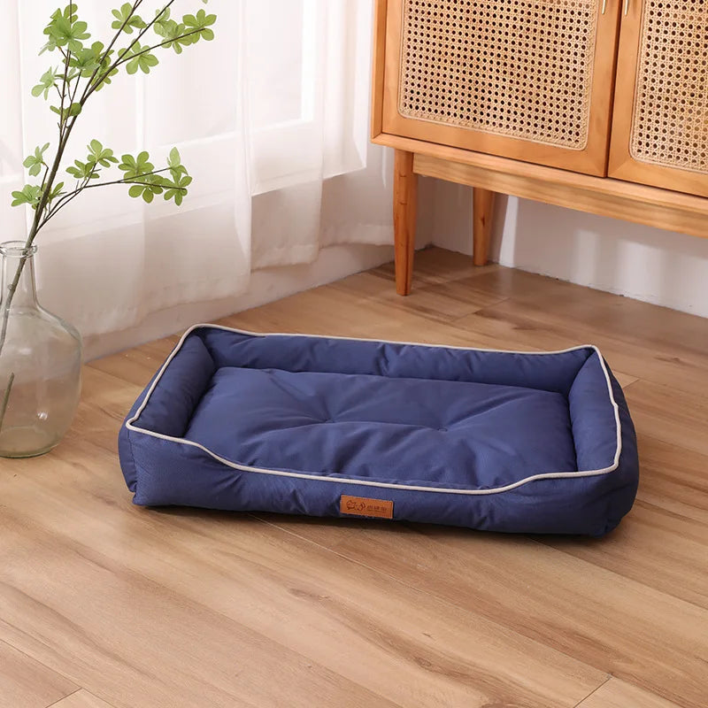 Cama Oxford Azul Impermeável para Cães Resistente a Mordidas