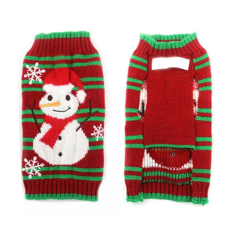Jolly Striped Snowman Holiday Pup Sweater – Warm Christmas Knit for Dogs