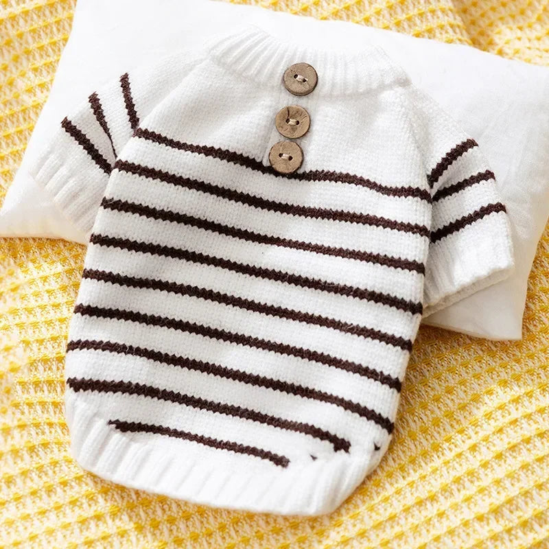 Snuggle Stripe Sweater β Cozy Button-Up Knit for Dogs