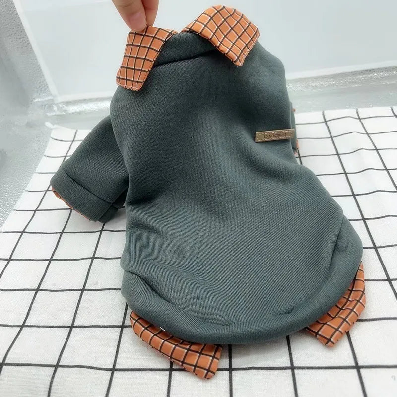 Plaid Dog Hoodie – Autumn & Winter Warm Shirt Jacket