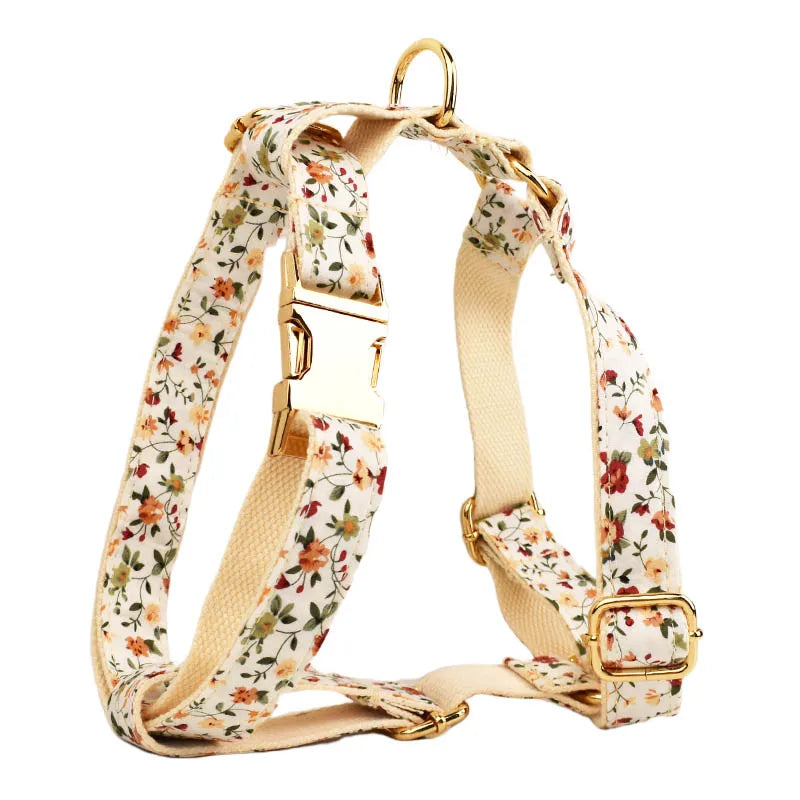 Bloom Chic Personalized Dog Collar, Harness & Leash Set - Luxury Floral Collection