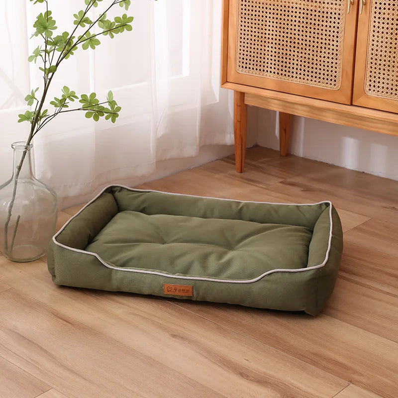 Cama Oxford verde impermeável para cães, resistente a mordidas