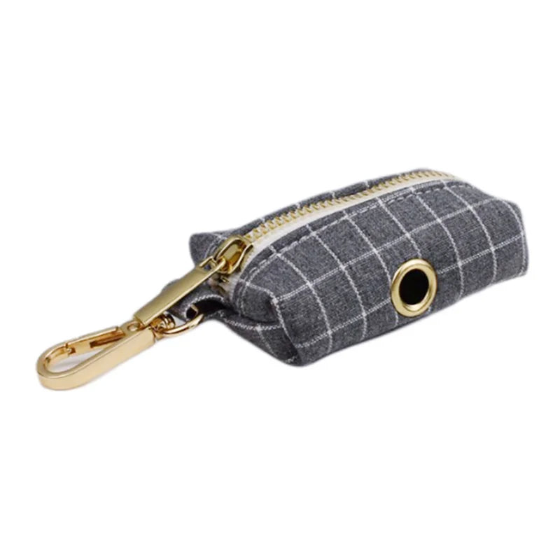 Conjunto de coleira, guia, peitoral, suporte para saco de cocô e laço para cachorro personalizado em cinza - Edição Designer