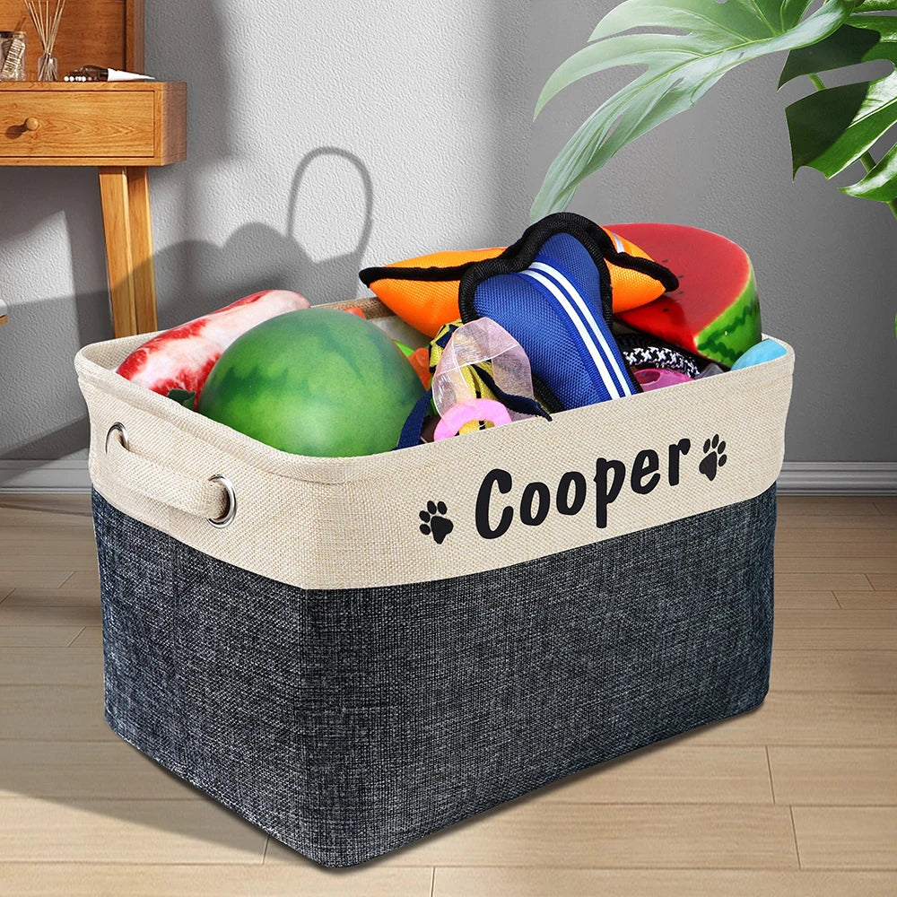 Cesta personalizada para guardar juguetes y accesorios para perros