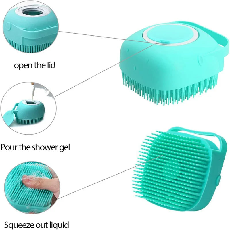 Cepillo de baño ergonómico para perros: limpieza profunda y masaje