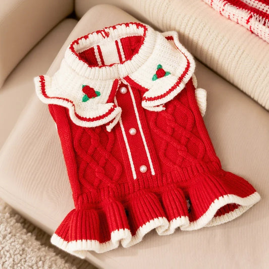 Vestido de malha aconchegante para cão