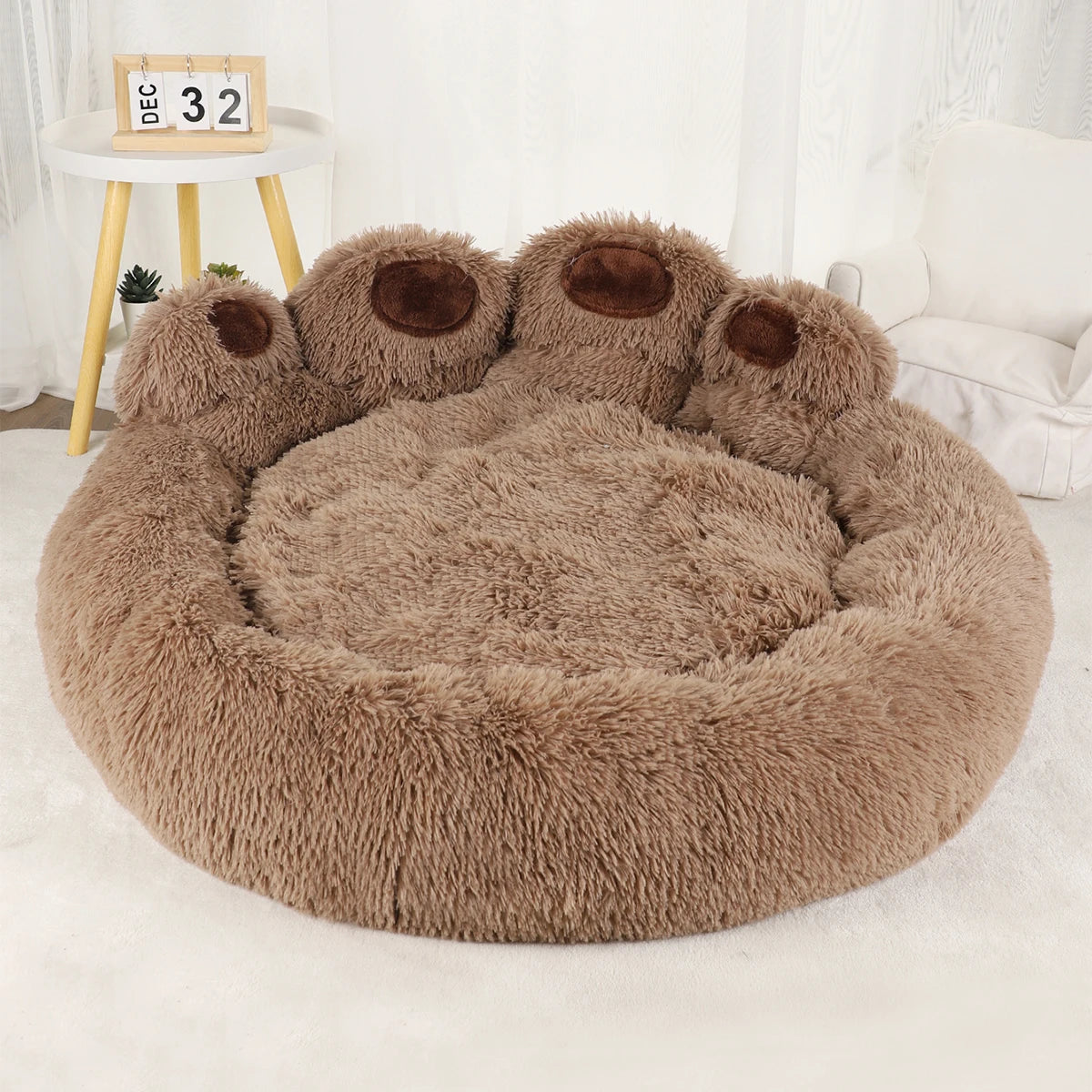 Soft Retreat Pet Brown Paw Bed - Cozy Comfort for Your Furry Friend