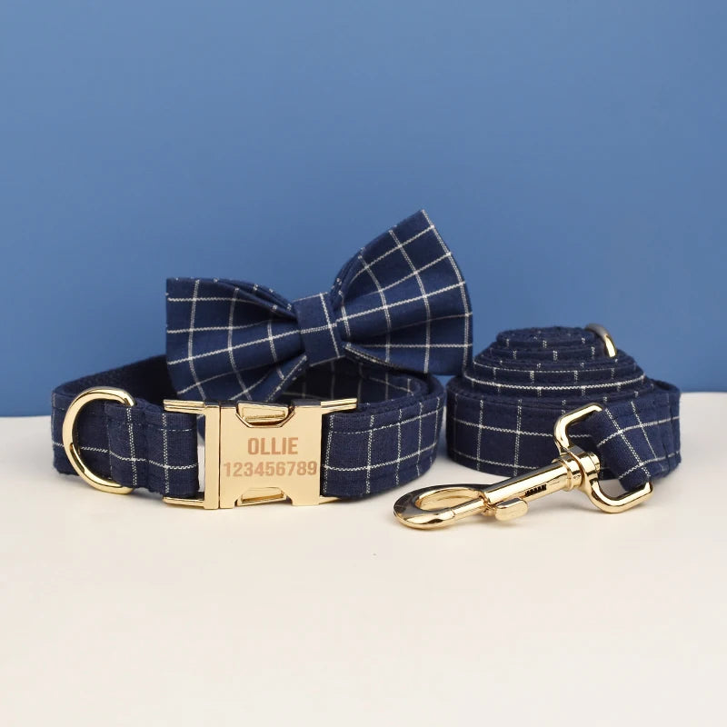 Add timeless elegance to your dog’s look with the Luxury Plaid Bow Tie Collar Collection. Premium quality, stylish plaid patterns, and detachable bow ties for versatile charm. blue plaid