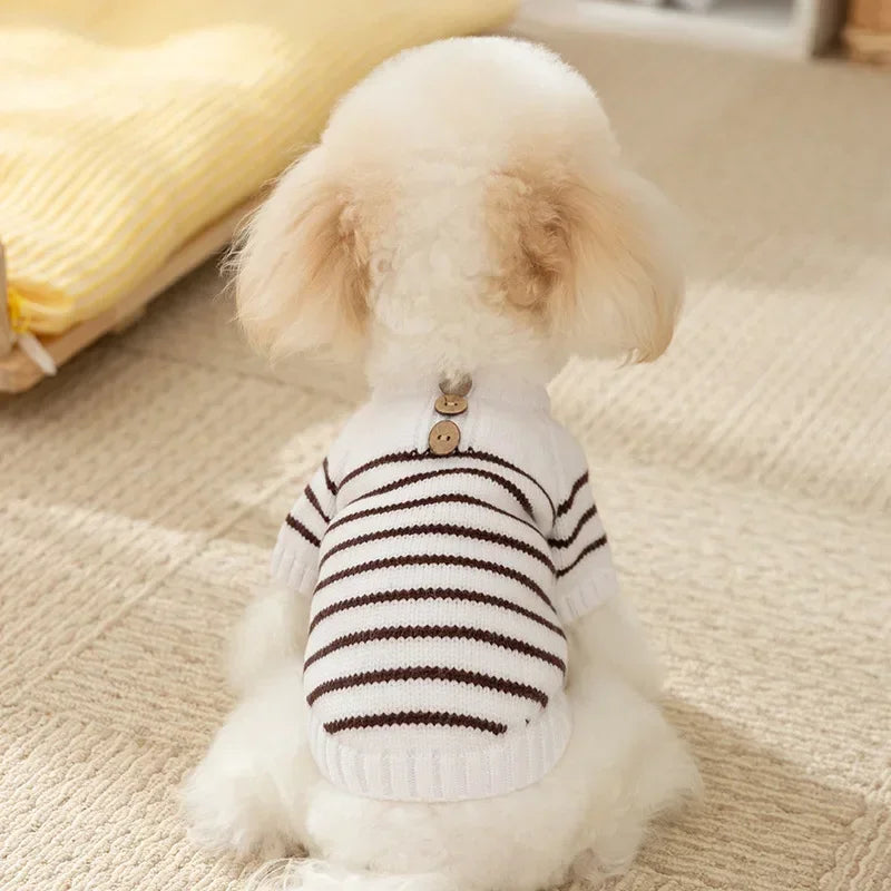Snuggle Stripe Sweater β Cozy Button-Up Knit for Dogs