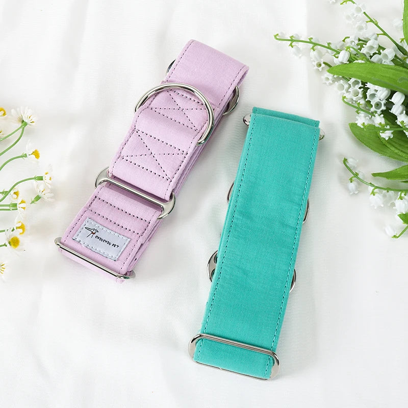 Showcase your dog's elegance with the Italian Motif Dog Collar. Crafted for Italian Greyhounds and Whippets, this premium cotton collar blends comfort and sophistication. prettypastel pink x 2 pink and aqua