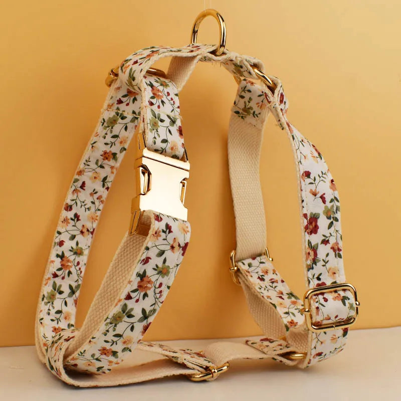 Bloom Chic Personalized Dog Collar, Harness & Leash Set - Luxury Floral Collection